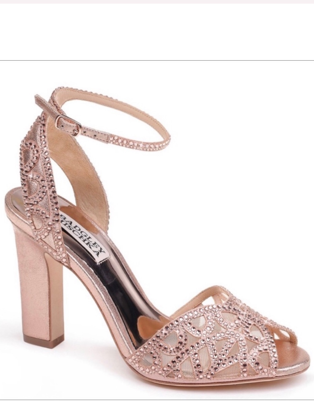 Badgley Mischka Hart Crystal Rose Gold Heels Size 8.5